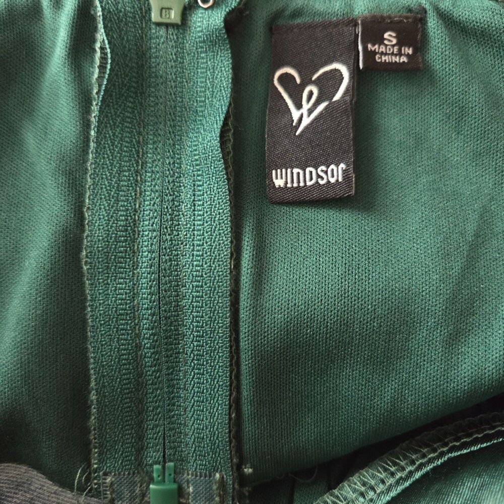 Windsor Emerald Green Satin Formal Dress Small Cutout Corset Back Ruched Maxi Go - Picture 6 of 6